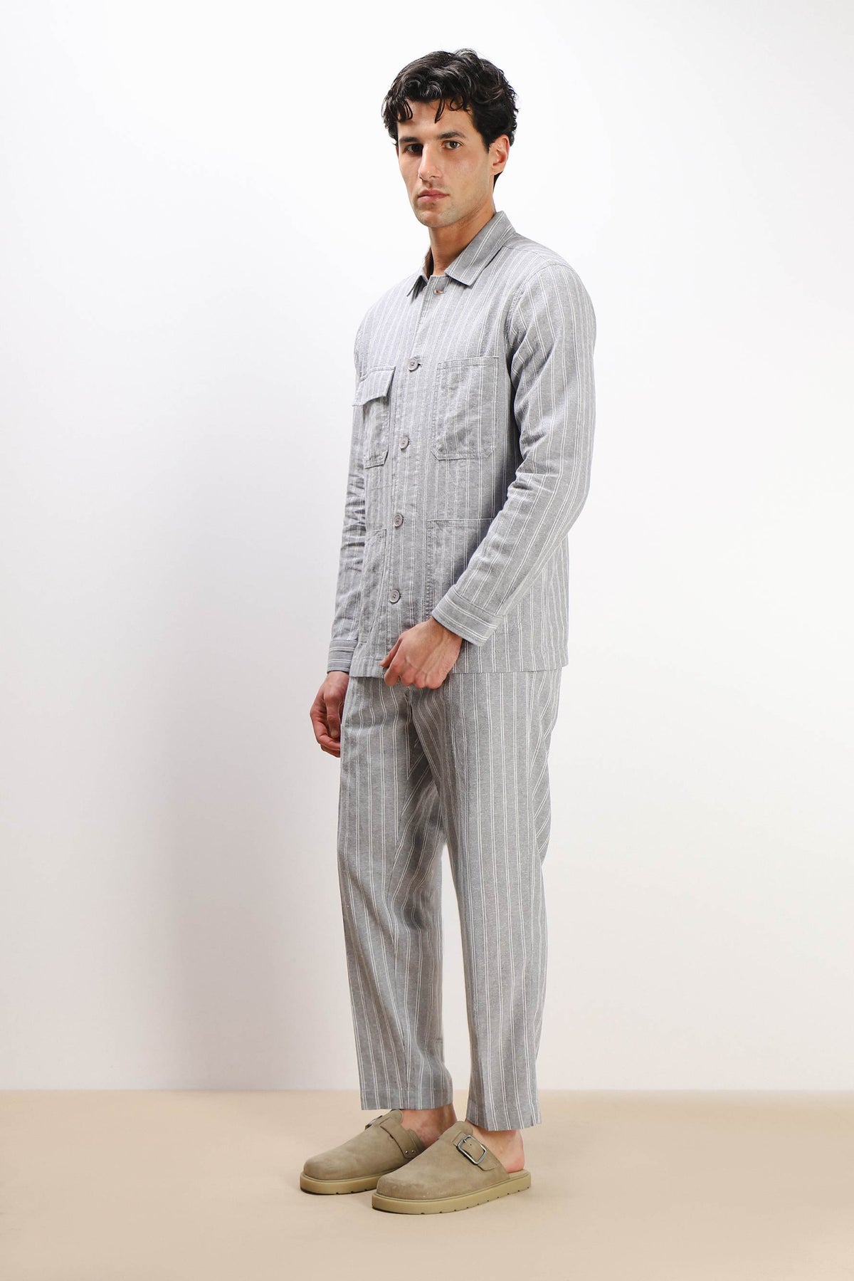 PANTALONE MISTO LINO CON COULISSE F GRIGIO