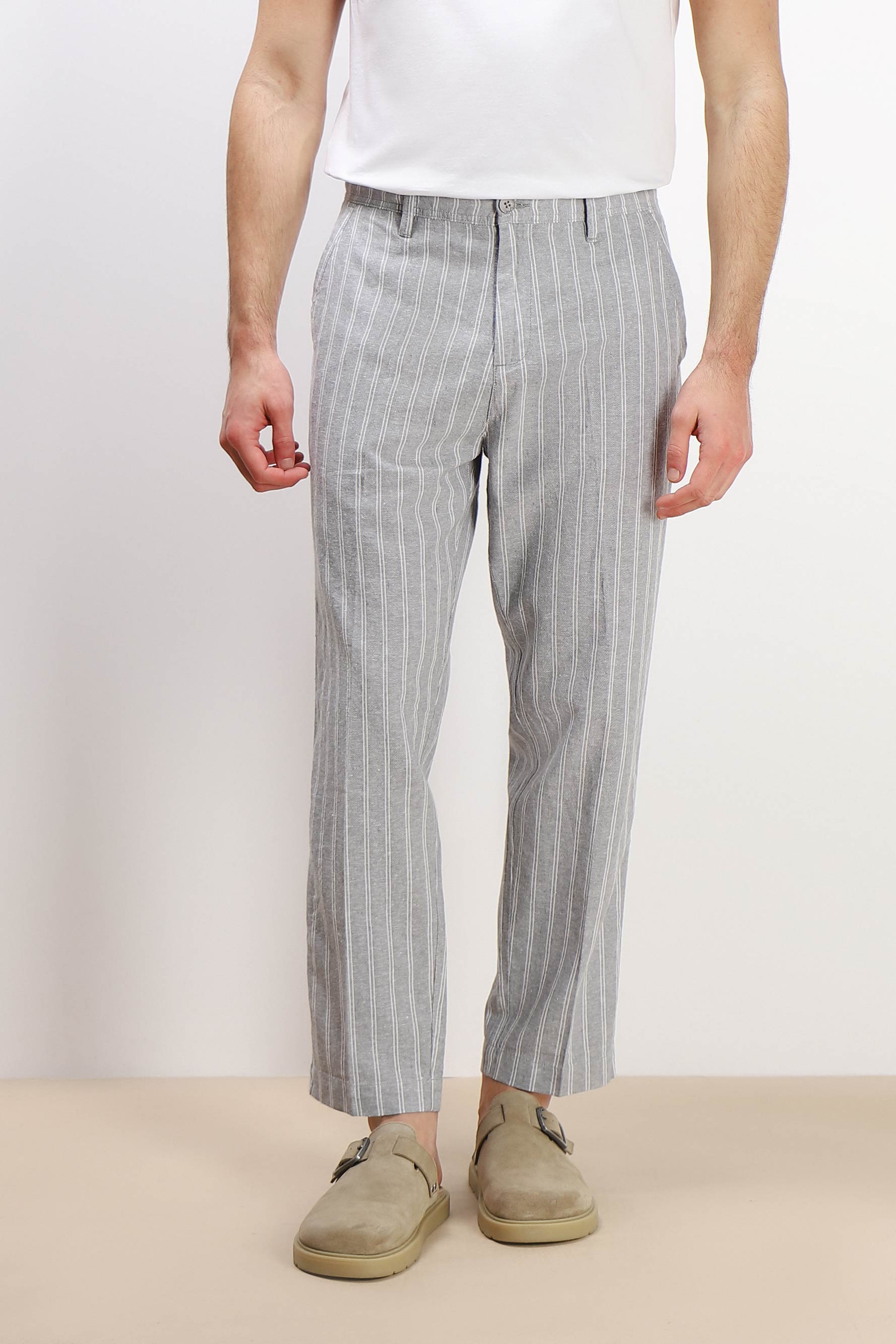 PANTALONE MISTO LINO CON COULISSE F GRIGIO