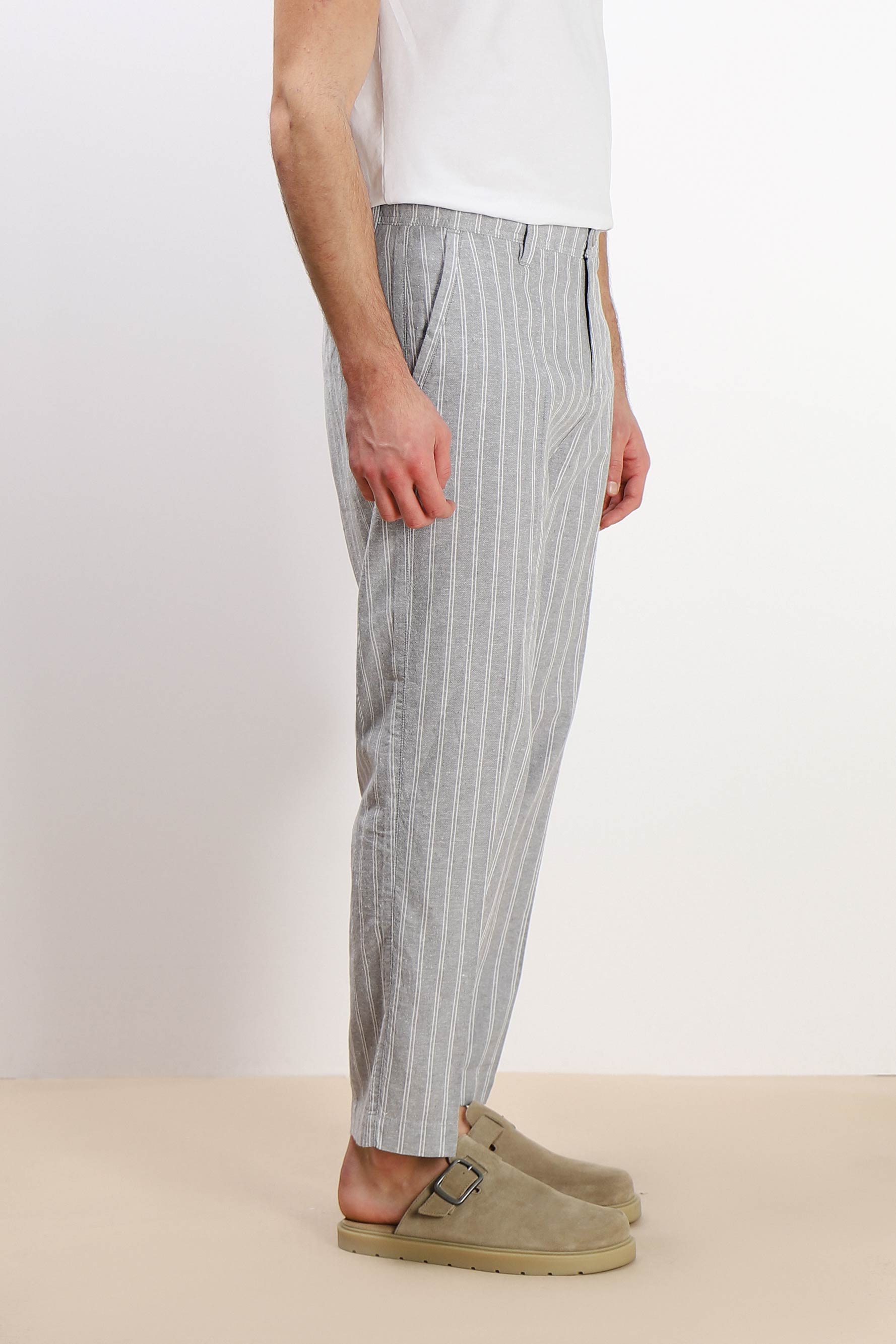 PANTALONE MISTO LINO CON COULISSE F GRIGIO