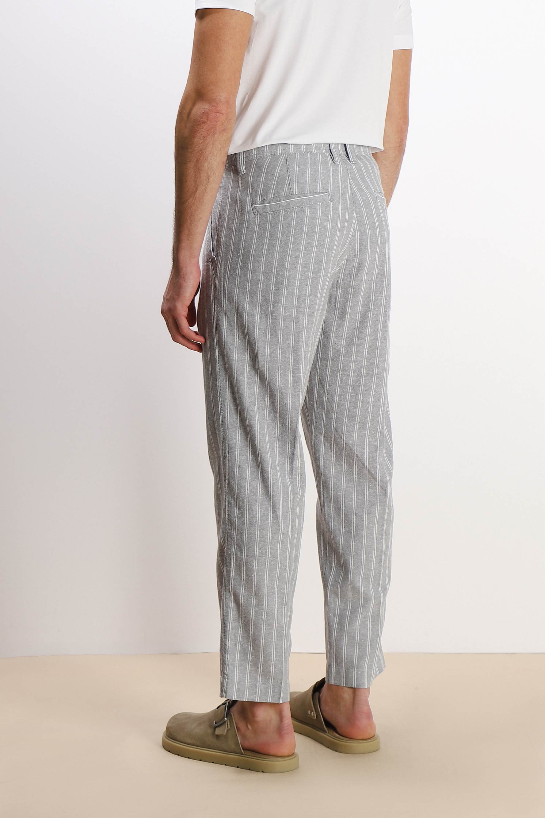 PANTALONE MISTO LINO CON COULISSE F GRIGIO