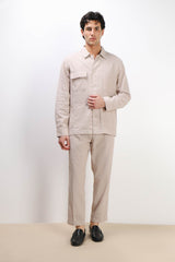 PANTALONE MISTO LINO CON COULISSE SABBIA