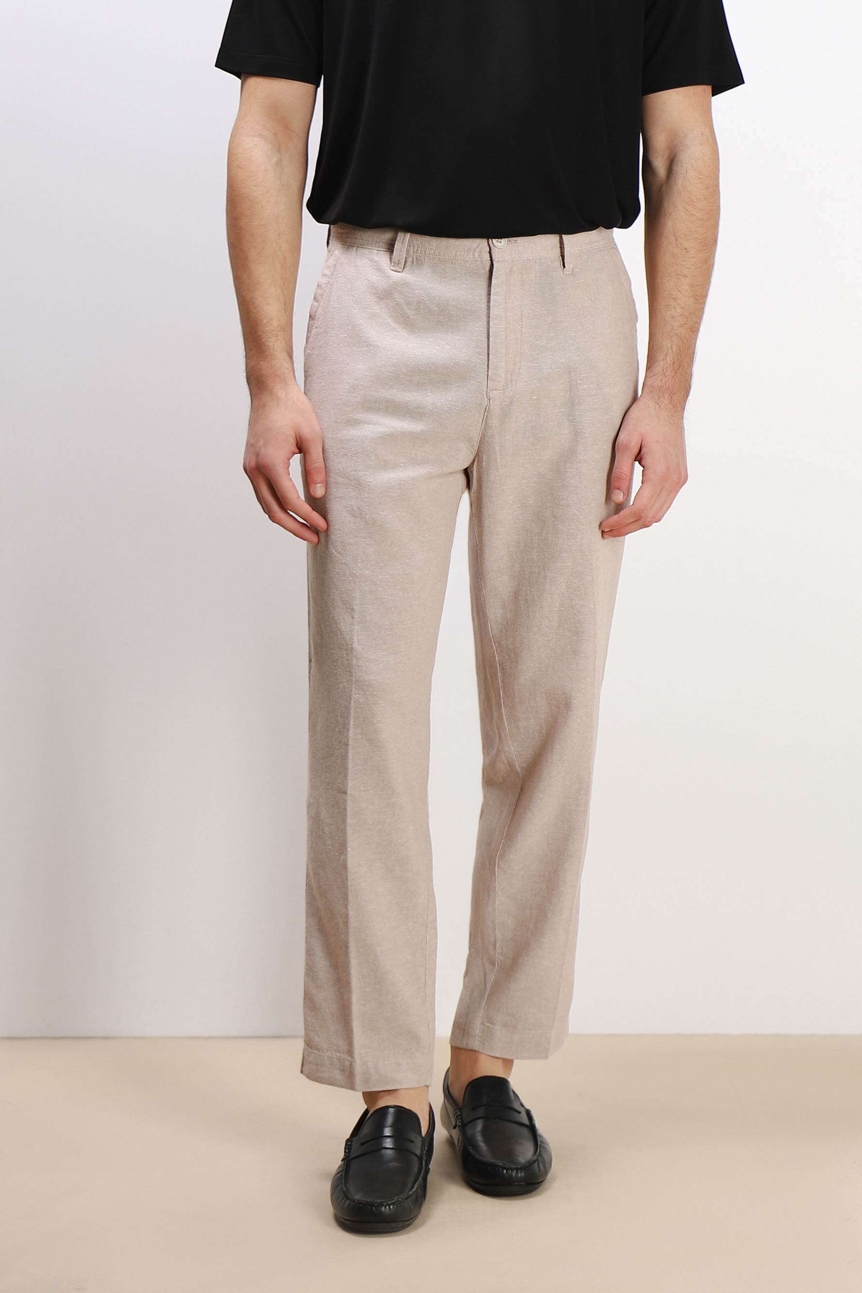 PANTALONE MISTO LINO CON COULISSE SABBIA