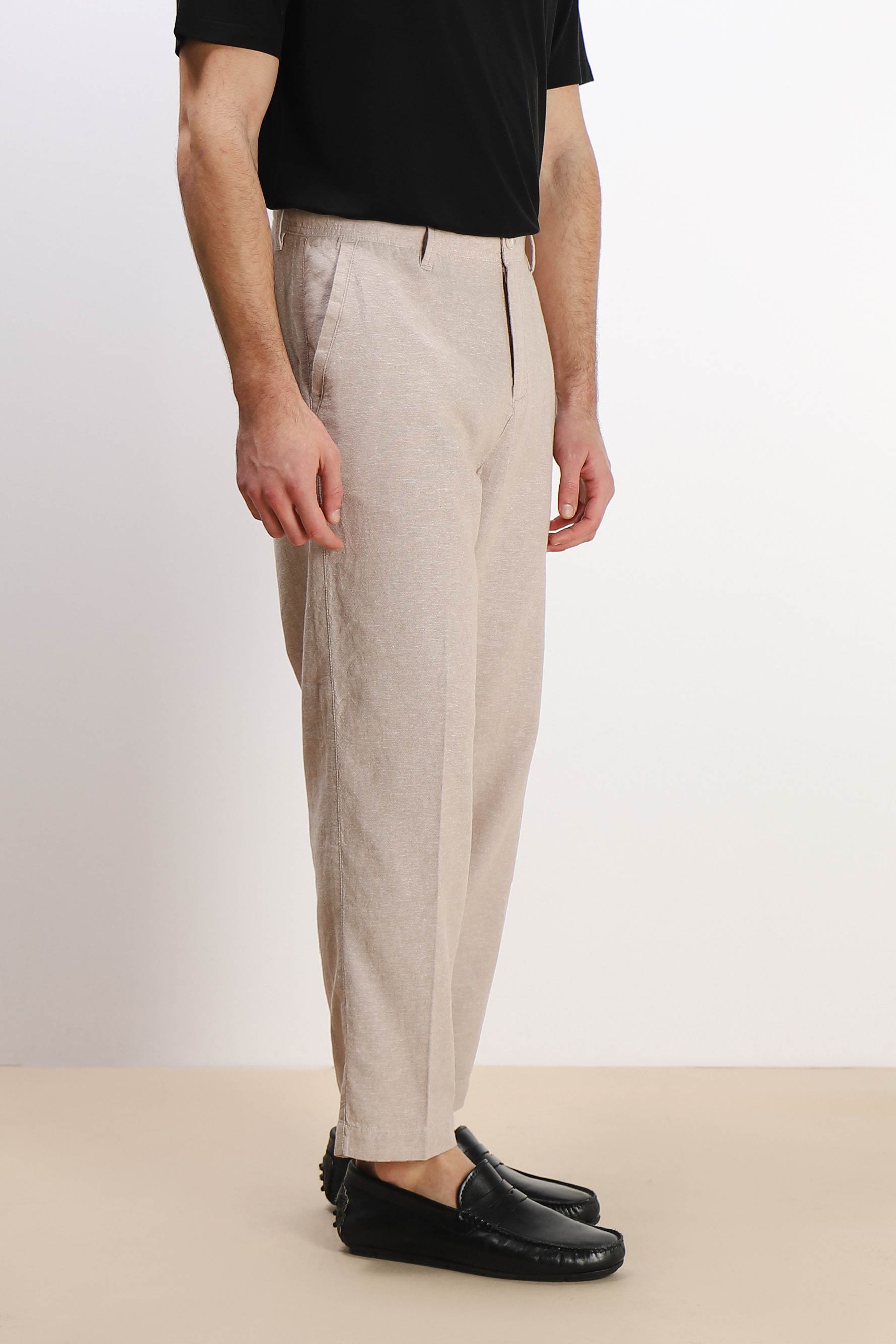 PANTALONE MISTO LINO CON COULISSE SABBIA