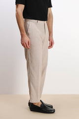 PANTALONE MISTO LINO CON COULISSE SABBIA