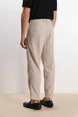 PANTALONE MISTO LINO CON COULISSE SABBIA