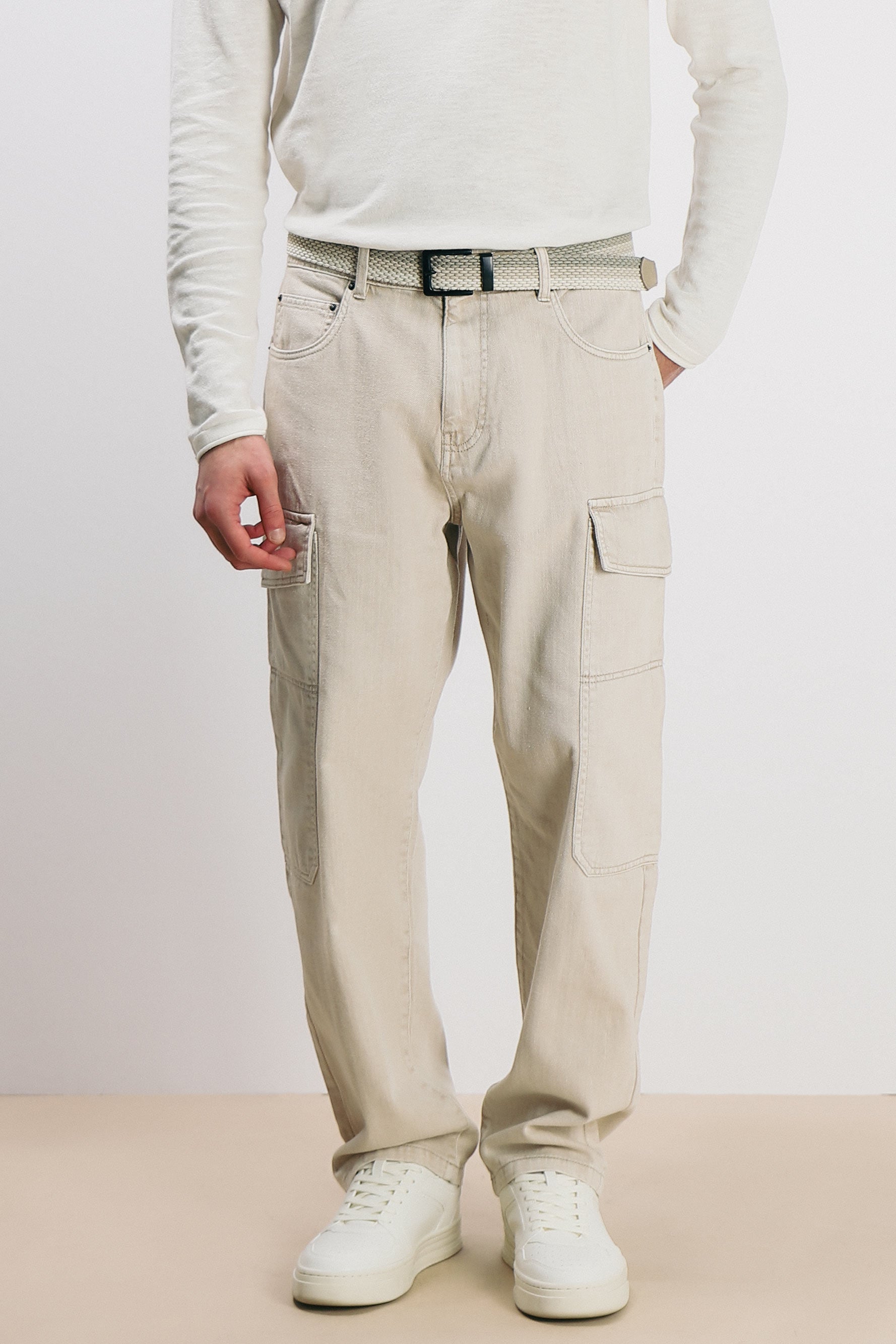 DENIM CARGO BAGGY BEIGE