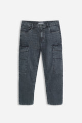 DENIM CARGO BAGGY GRIGIO