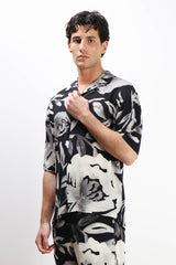 CAMICIA  MORBIDA FANTASIA MEZZA MANICA F NERO