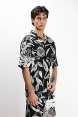 CAMICIA  MORBIDA FANTASIA MEZZA MANICA F NERO