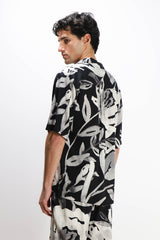 CAMICIA  MORBIDA FANTASIA MEZZA MANICA F NERO