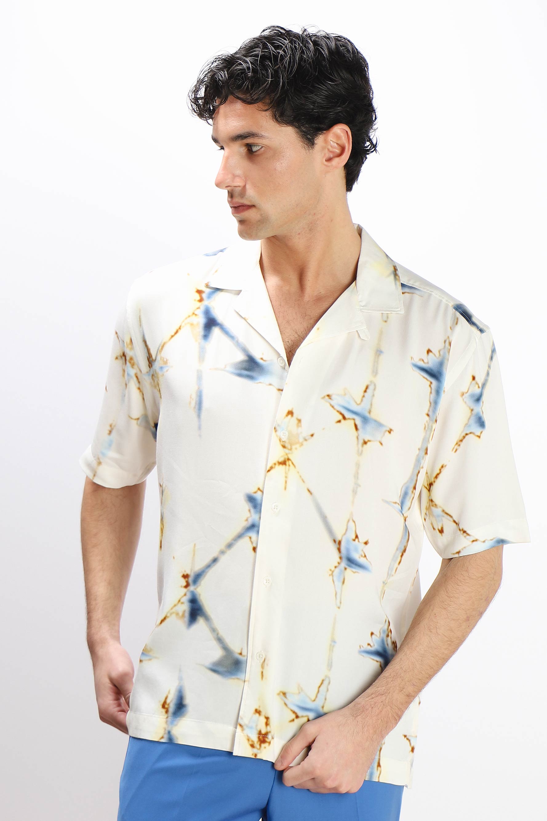 CAMICIA  MORBIDA FANTASIA MEZZA MANICA F PANNA
