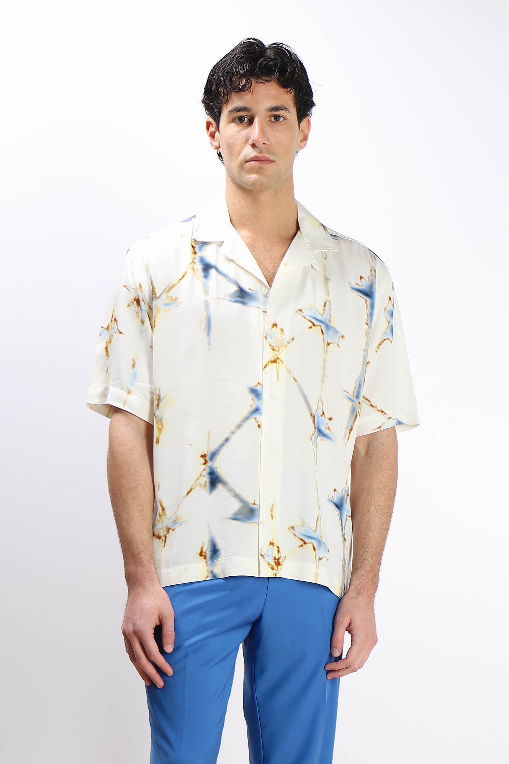 CAMICIA  MORBIDA FANTASIA MEZZA MANICA F PANNA