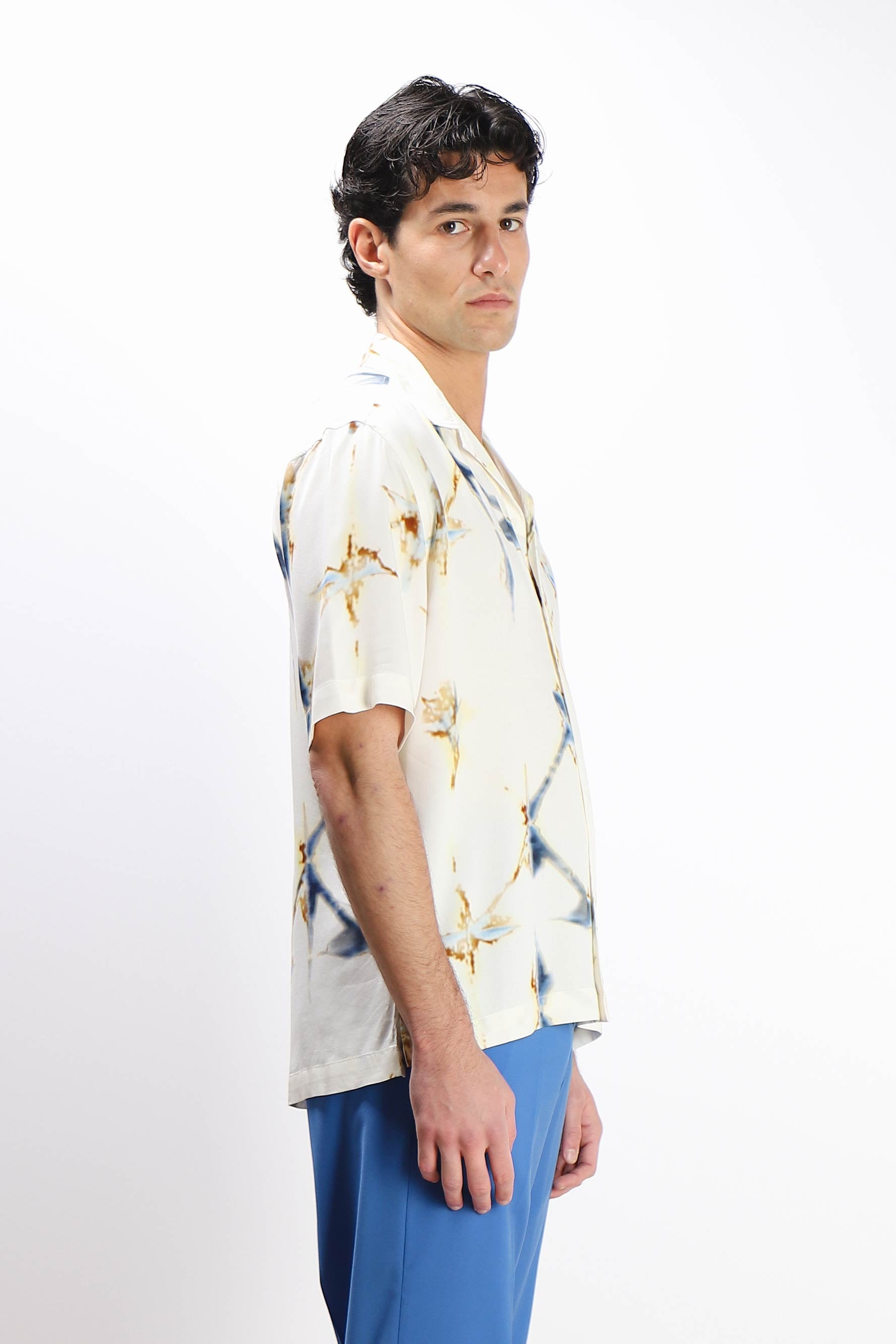 CAMICIA  MORBIDA FANTASIA MEZZA MANICA F PANNA