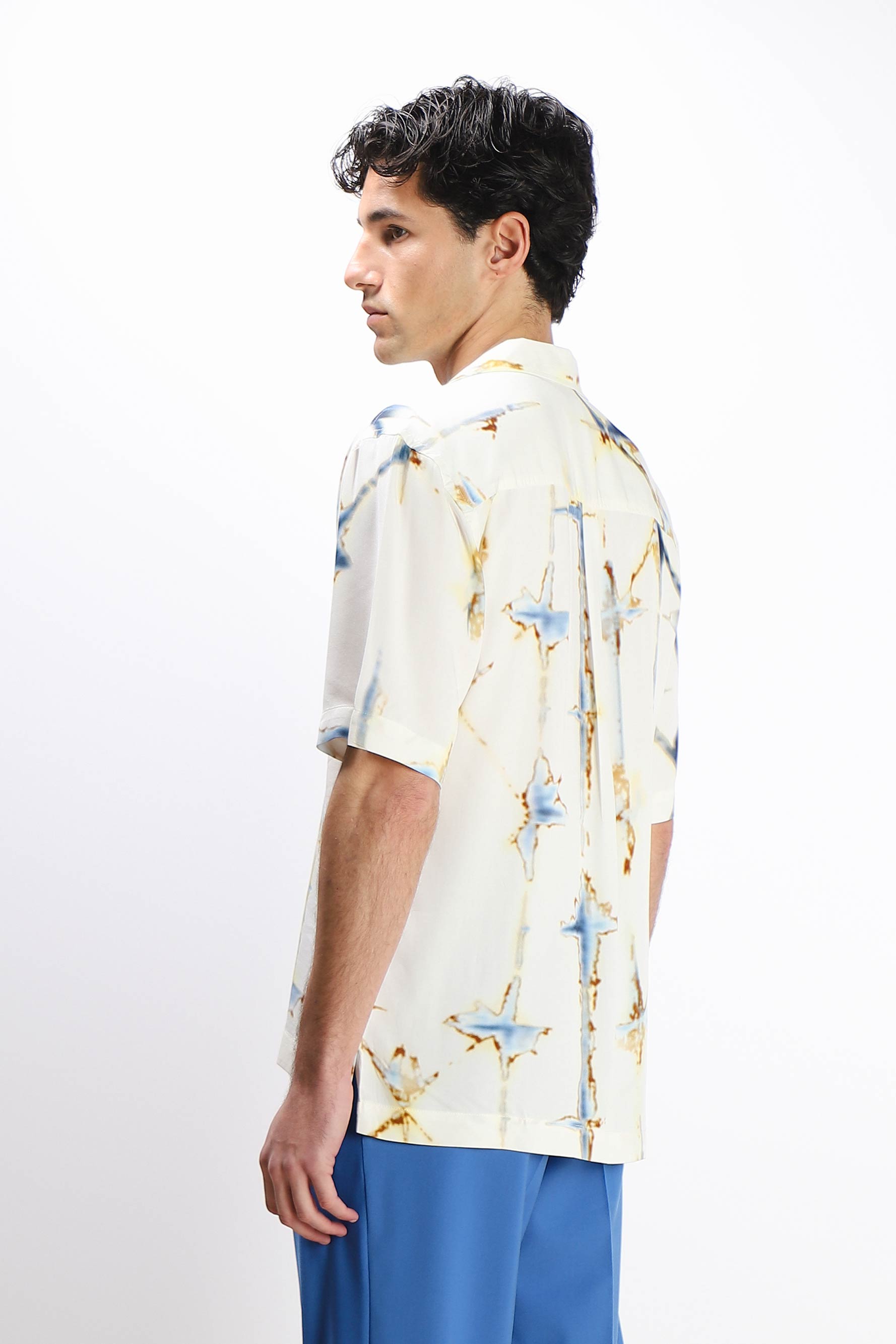 CAMICIA  MORBIDA FANTASIA MEZZA MANICA F PANNA