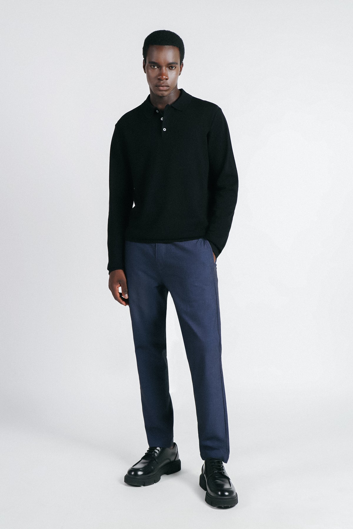 POLO CON BOTTONI NERO