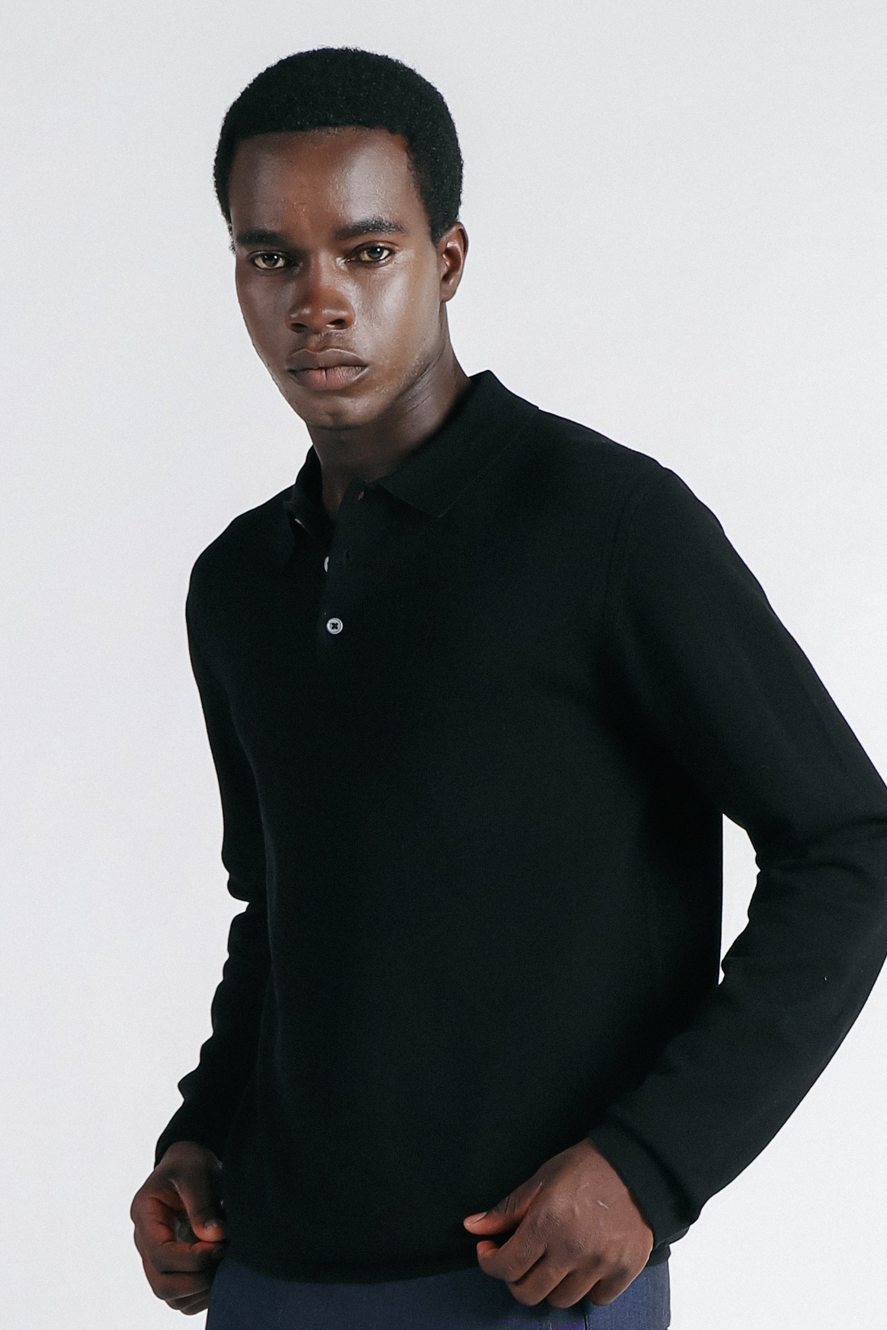 POLO CON BOTTONI NERO