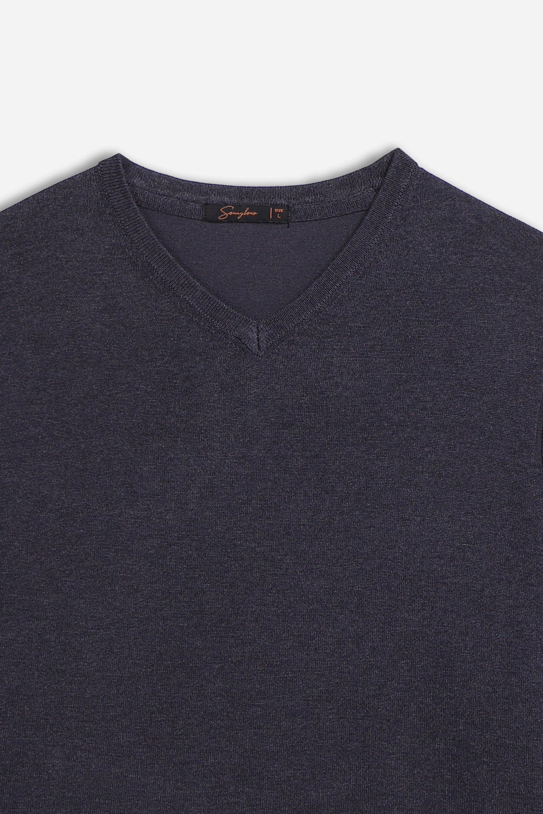 MAGLIA SCOLLO A V BASIC DENIM