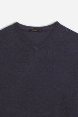 MAGLIA SCOLLO A V BASIC DENIM