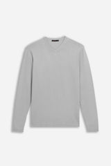 MAGLIA SCOLLO A V BASIC GRIGIO CHIARO