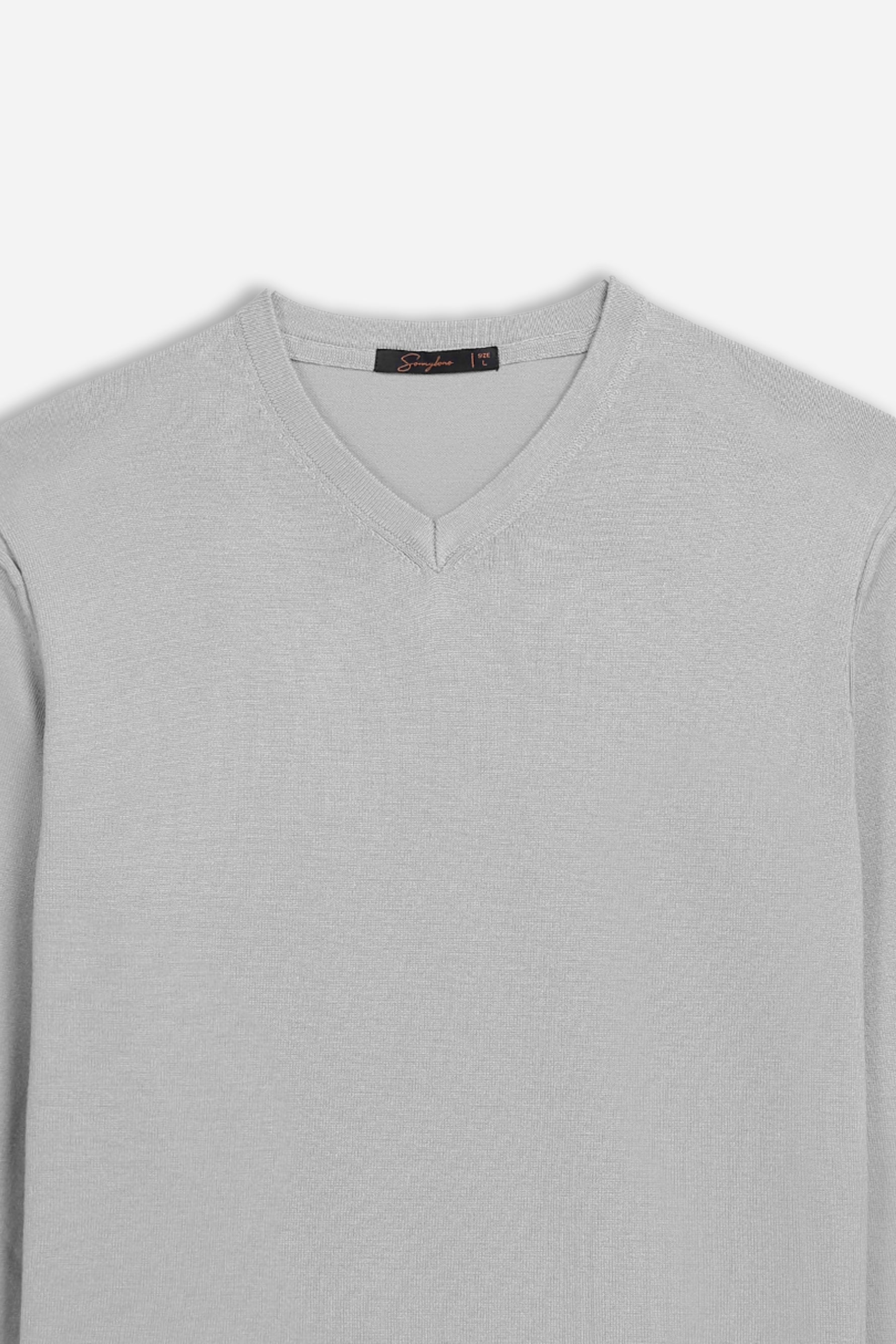 MAGLIA SCOLLO A V BASIC GRIGIO CHIARO
