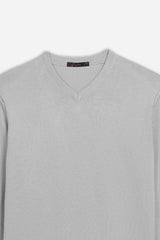 MAGLIA SCOLLO A V BASIC GRIGIO CHIARO