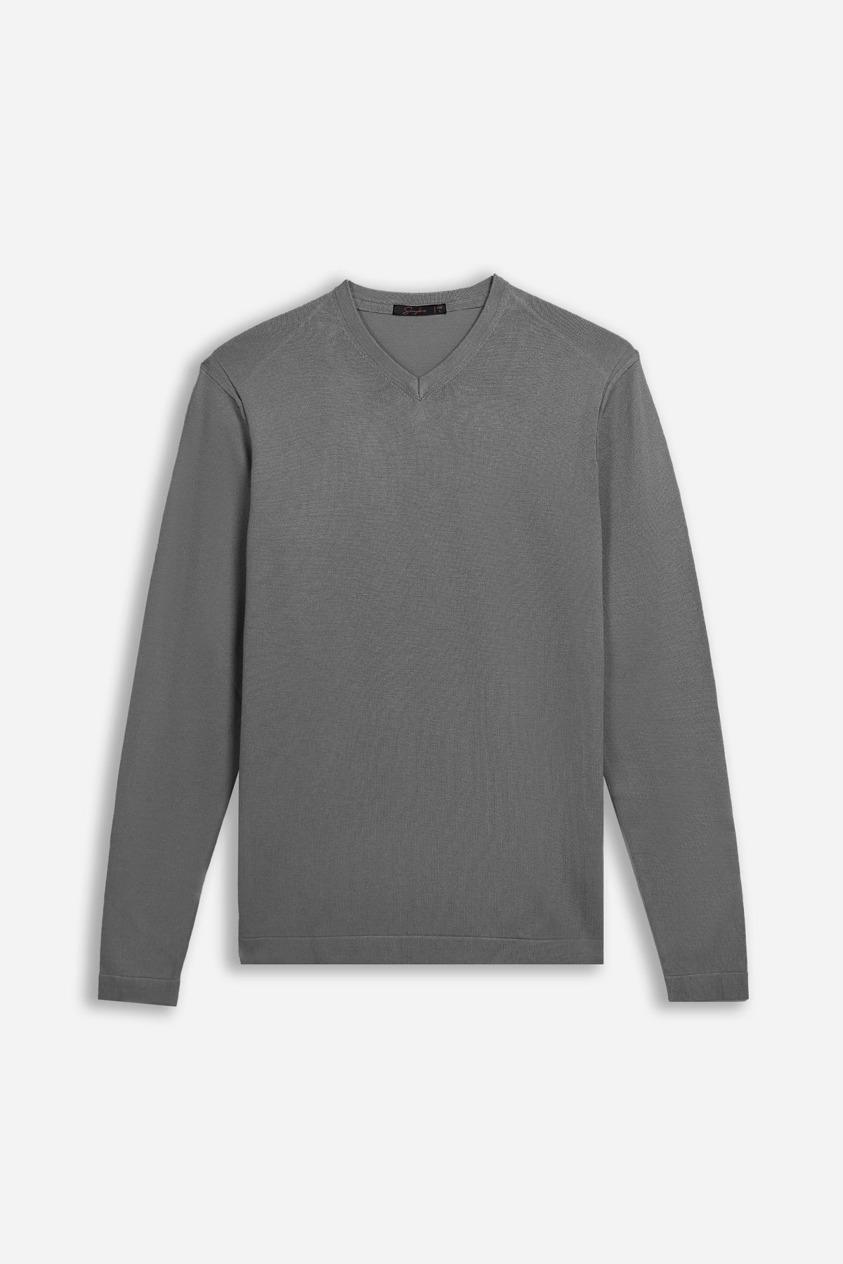 MAGLIA SCOLLO A V BASIC GRIGIO MEDIO