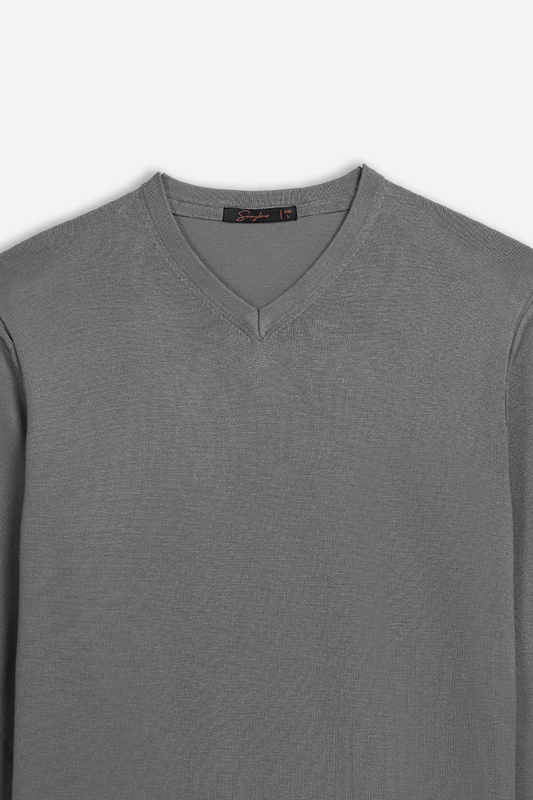 MAGLIA SCOLLO A V BASIC GRIGIO MEDIO