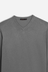 MAGLIA SCOLLO A V BASIC GRIGIO MEDIO