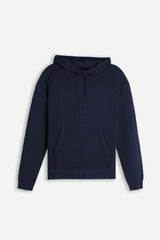 MAGLIA MODELLO FELPA CON CAPPUCCIO E MARSUPIO DENIM