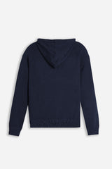 MAGLIA MODELLO FELPA CON CAPPUCCIO E MARSUPIO DENIM