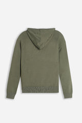 MAGLIA MODELLO FELPA CON CAPPUCCIO E MARSUPIO SALVIA