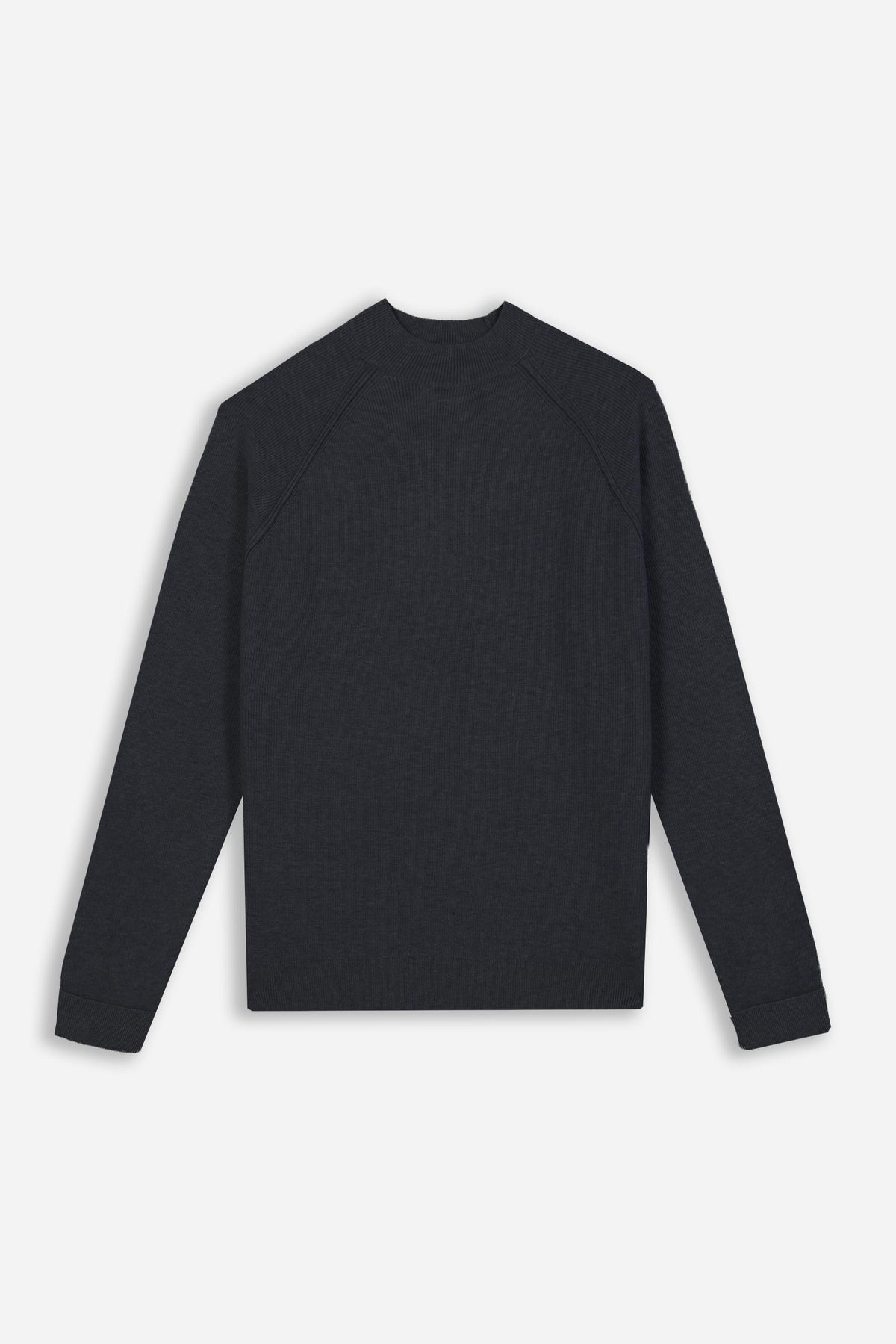 MAGLIA MEZZO COLLO A COSTINE M-DENIM