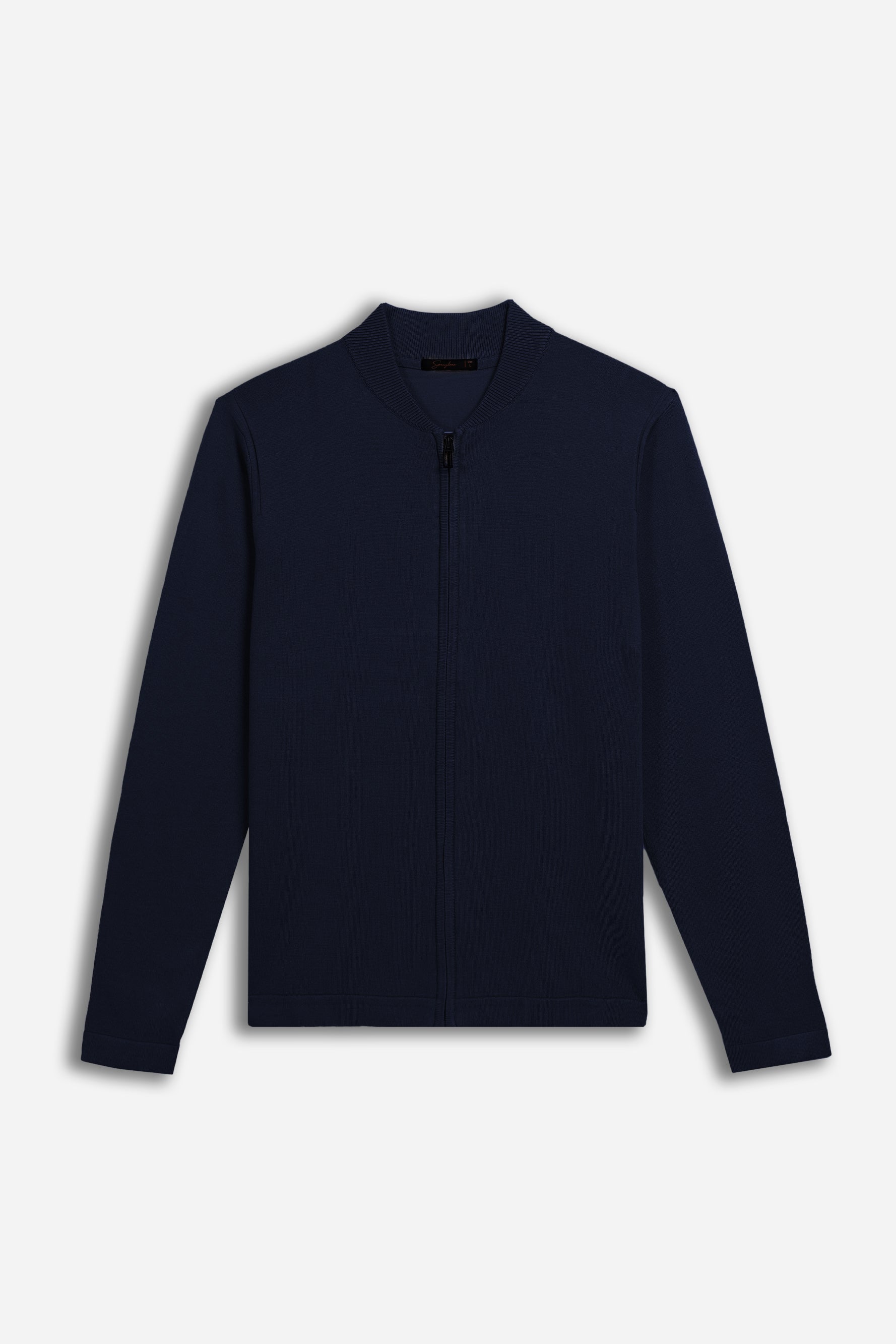 CARDIGAN CON ZIP E COLLO BOMBER BLEU
