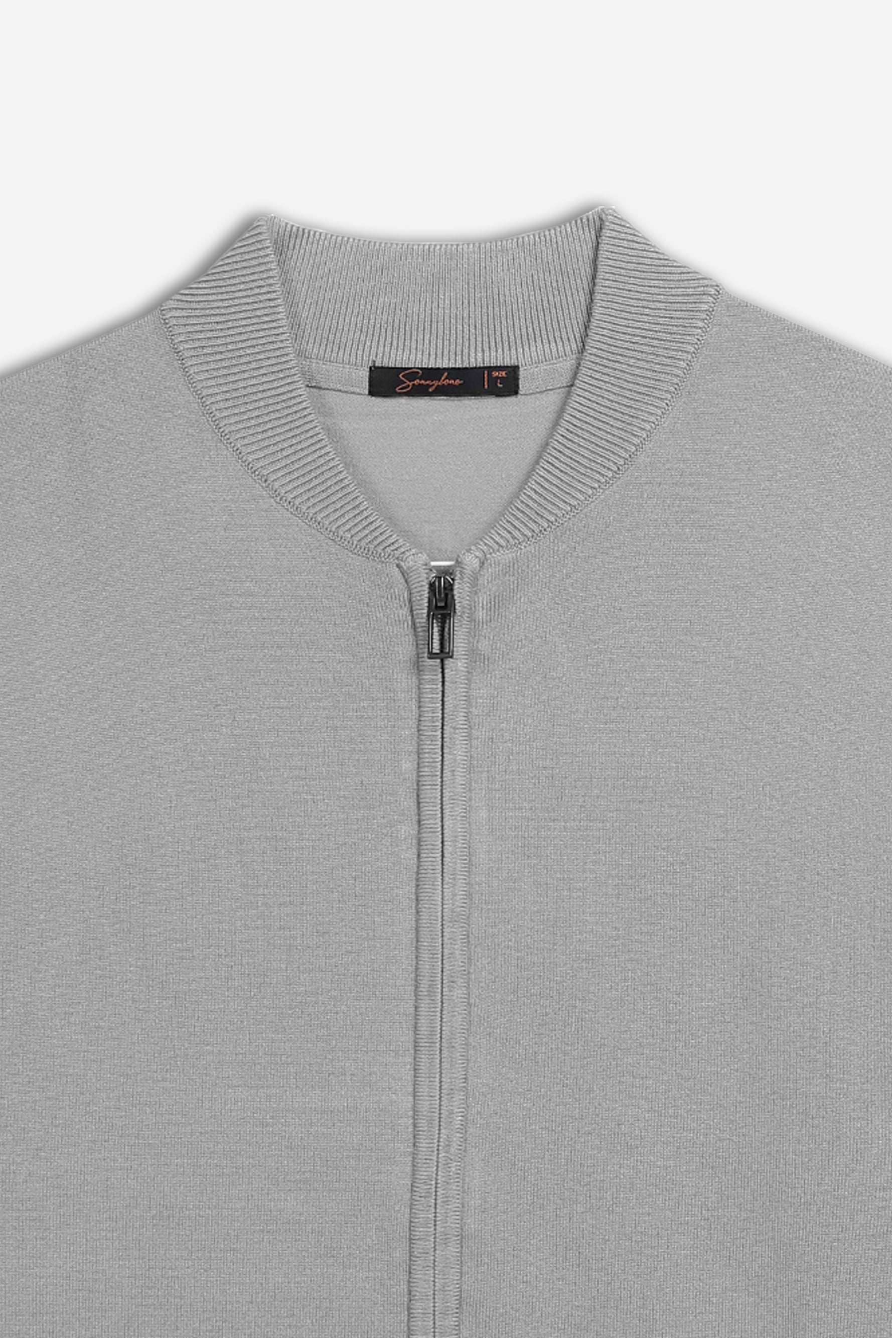 CARDIGAN CON ZIP E COLLO BOMBER M G.CHIARO