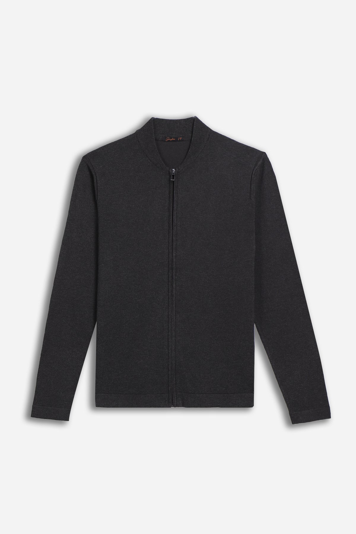 CARDIGAN CON ZIP E COLLO BOMBER M G.SCURO