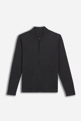 CARDIGAN CON ZIP E COLLO BOMBER M G.SCURO