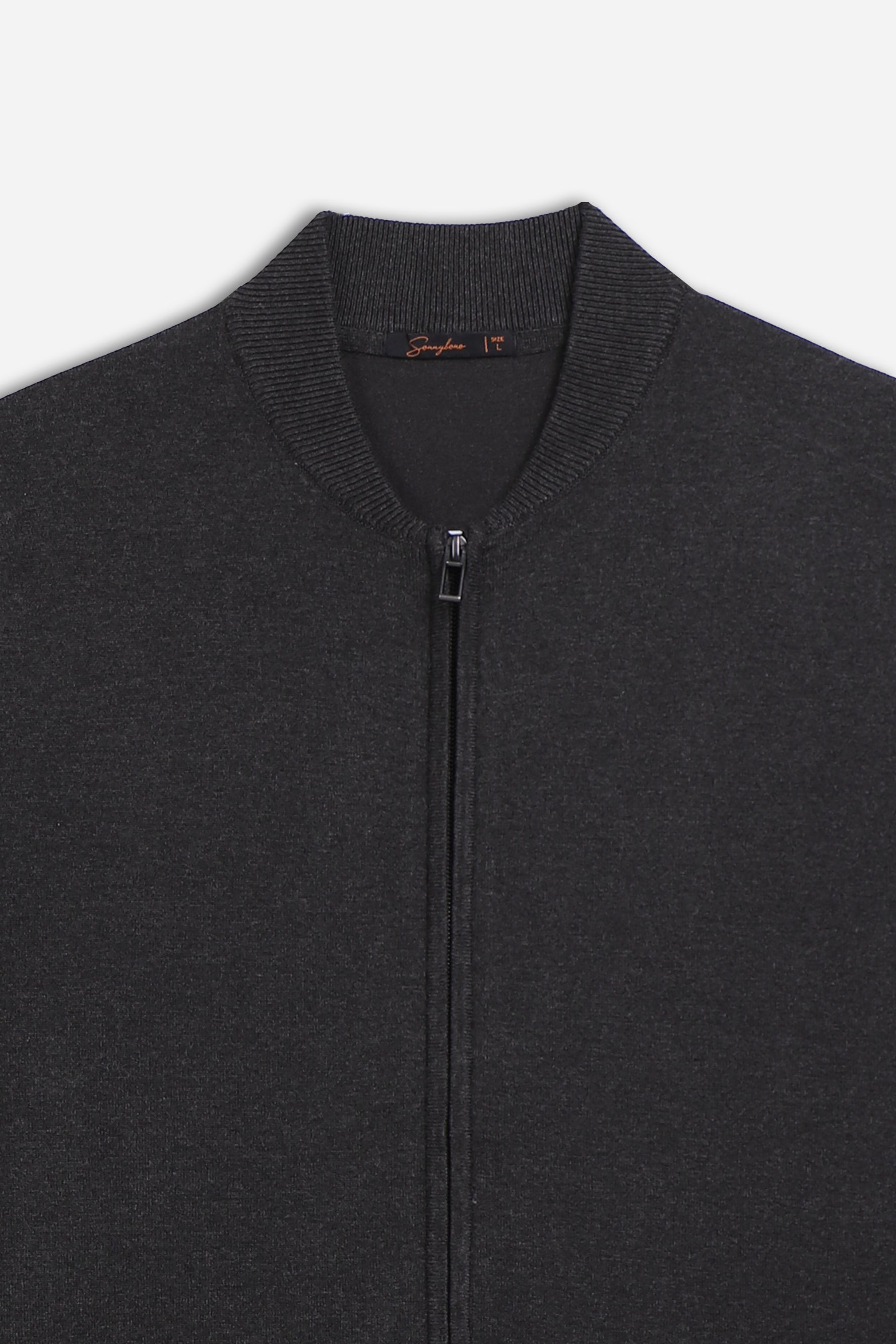 CARDIGAN CON ZIP E COLLO BOMBER M G.SCURO