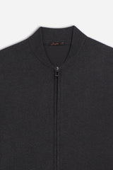 CARDIGAN CON ZIP E COLLO BOMBER M G.SCURO