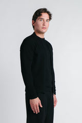 CARDIGAN CON ZIP E COLLO BOMBER NERO