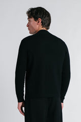CARDIGAN CON ZIP E COLLO BOMBER NERO