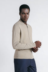 CARDIGAN CON ZIP E COLLO BOMBER TORTORA