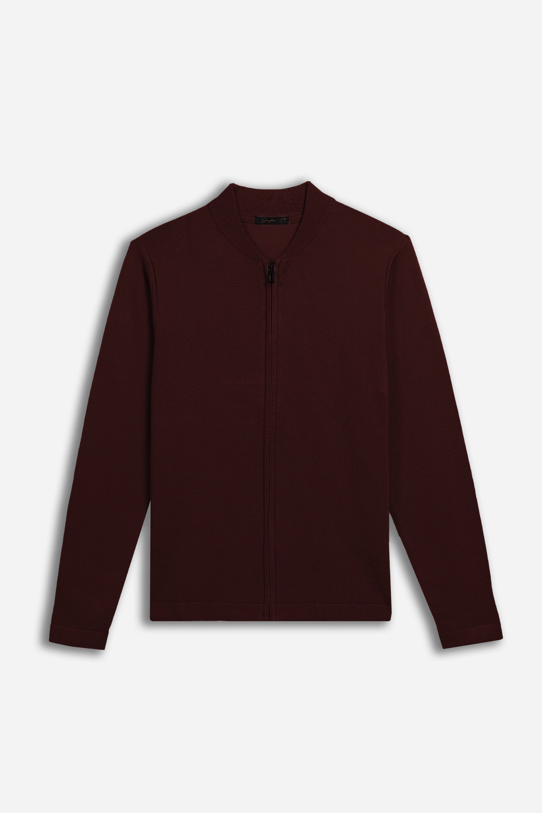 CARDIGAN CON ZIP E COLLO BOMBER VINACCIA