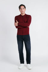 CARDIGAN CON ZIP E COLLO BOMBER VINACCIA