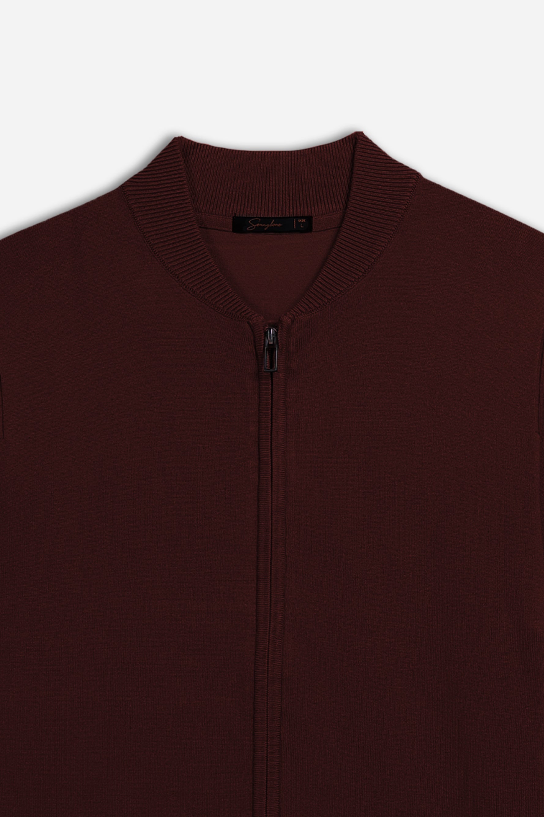 CARDIGAN CON ZIP E COLLO BOMBER VINACCIA