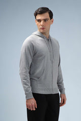 MAGLIA CON CAPPUCCIO ZIP E MARSUPIO M G.CHIARO