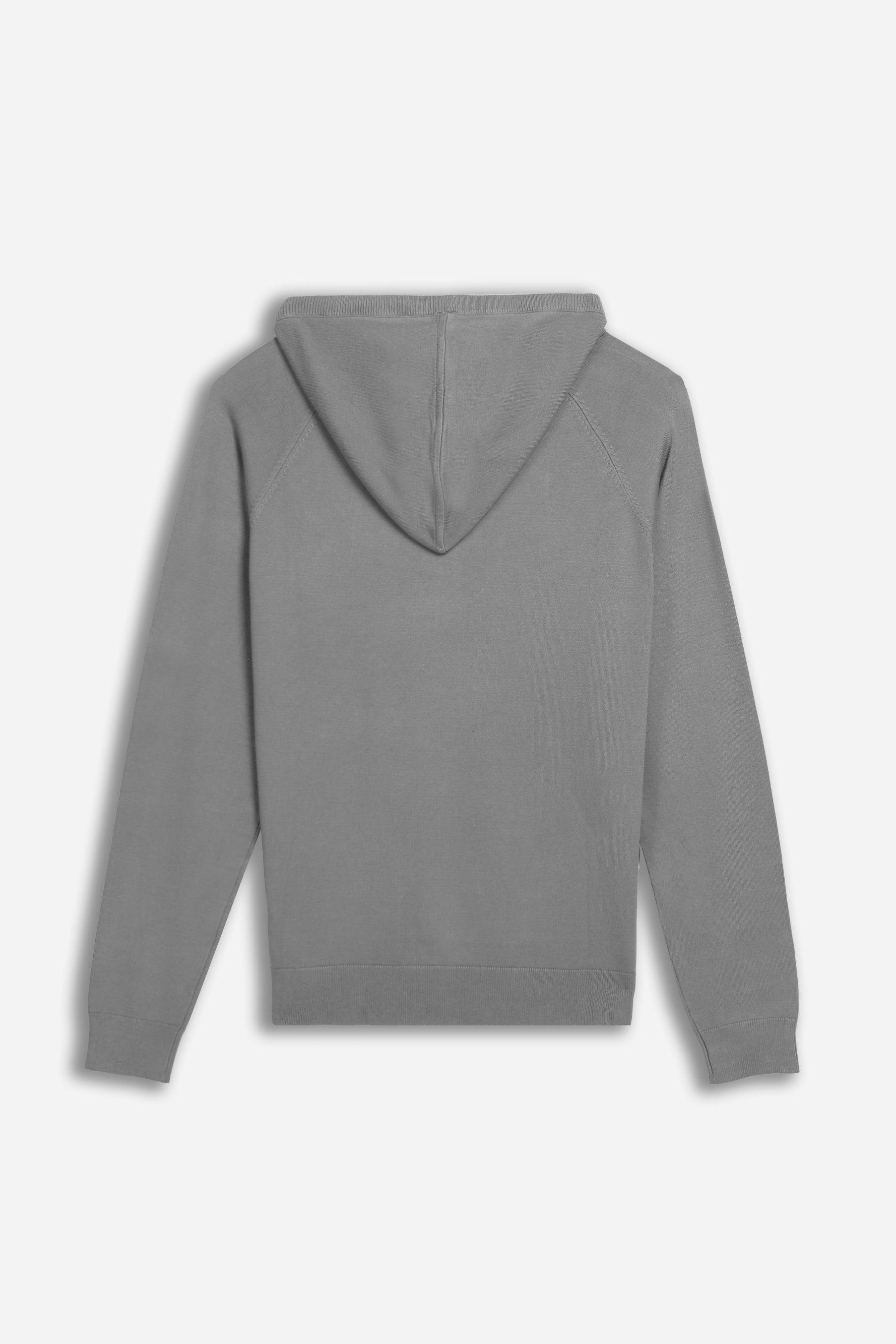 MAGLIA CON ZIP, CAPPUCCIO E MARSUPIO GRIGIO SCURO