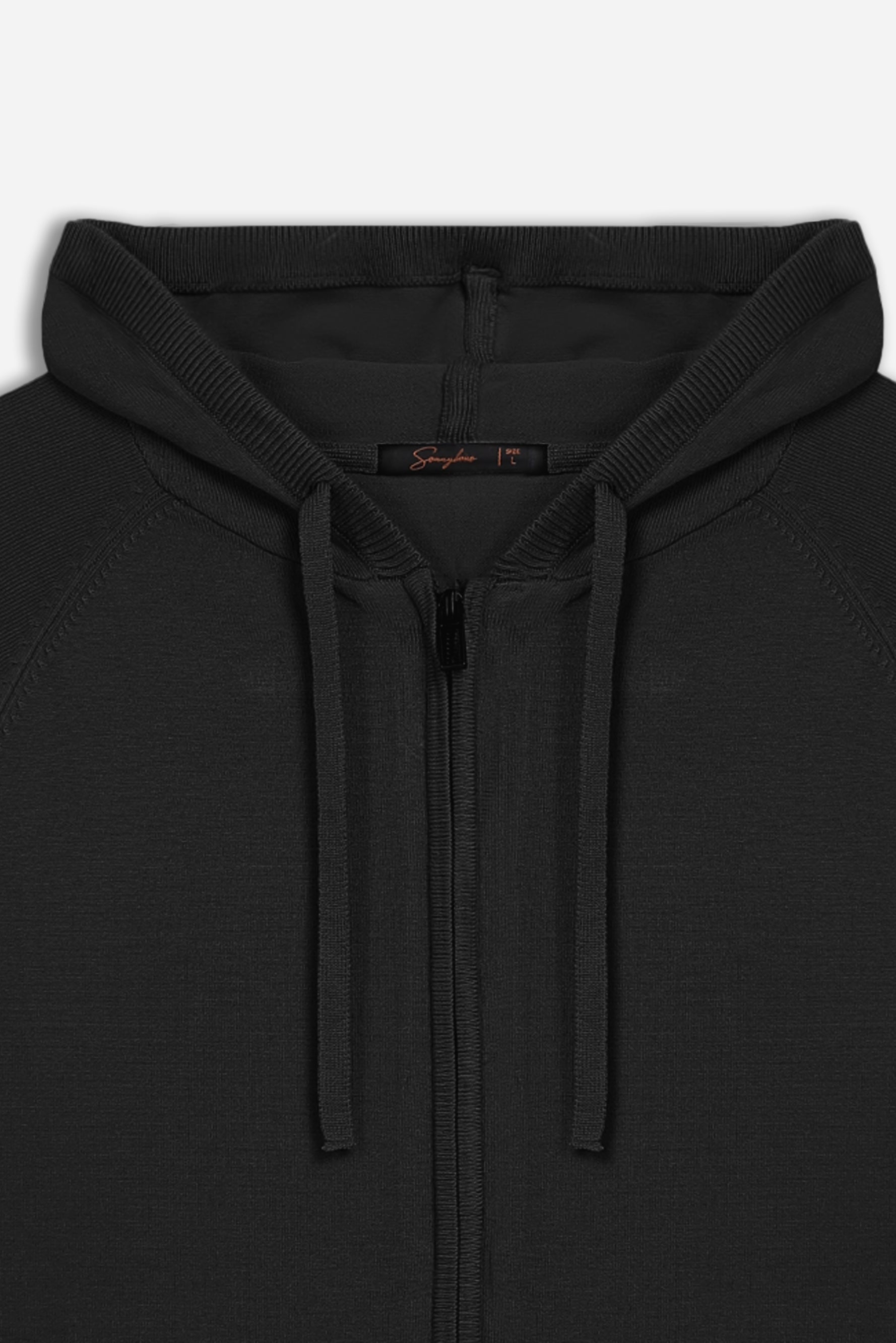 MAGLIA CON ZIP, CAPPUCCIO E MARSUPIO NERO