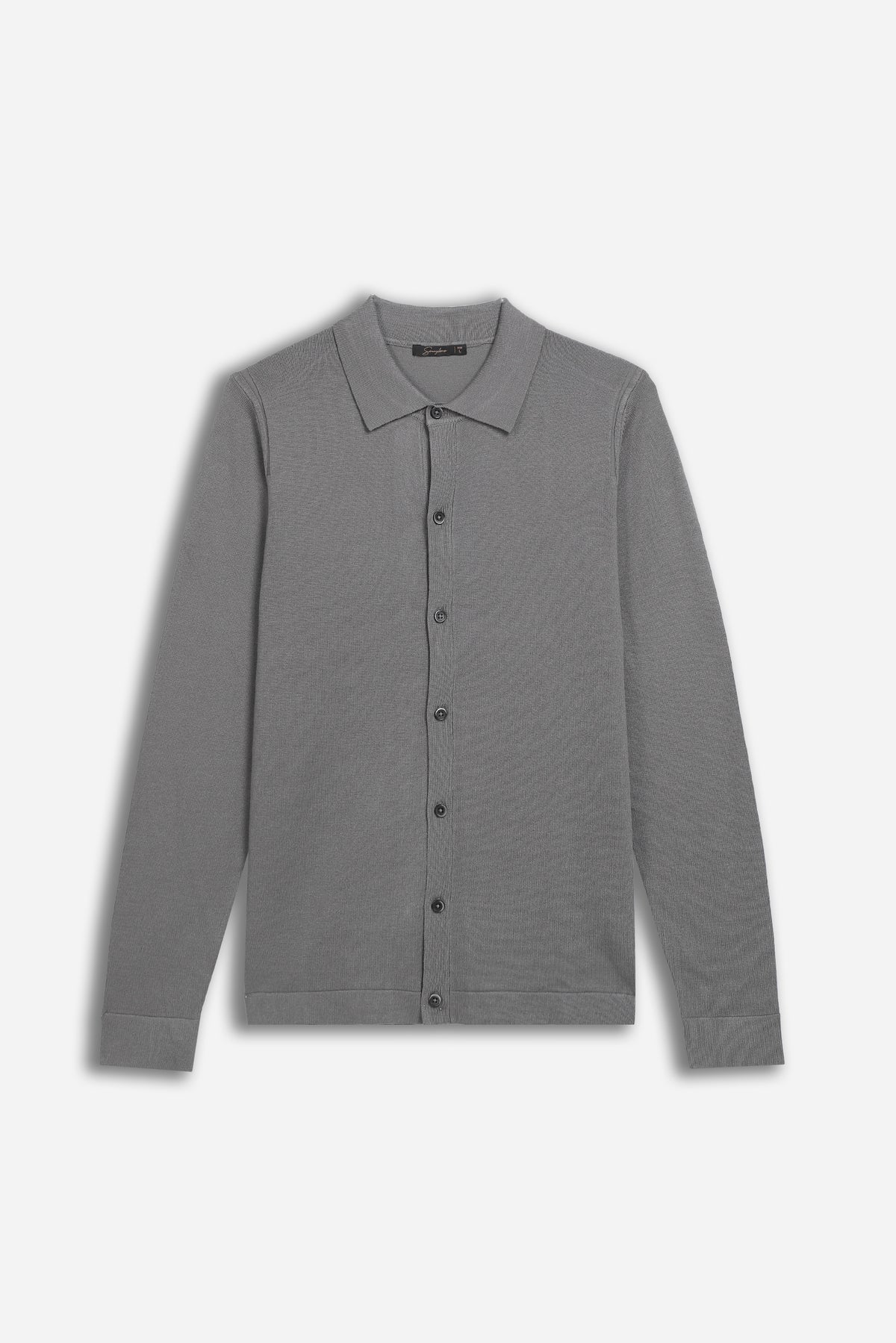 CARDIGAN CON COLLO POLO GRIGIO SCURO