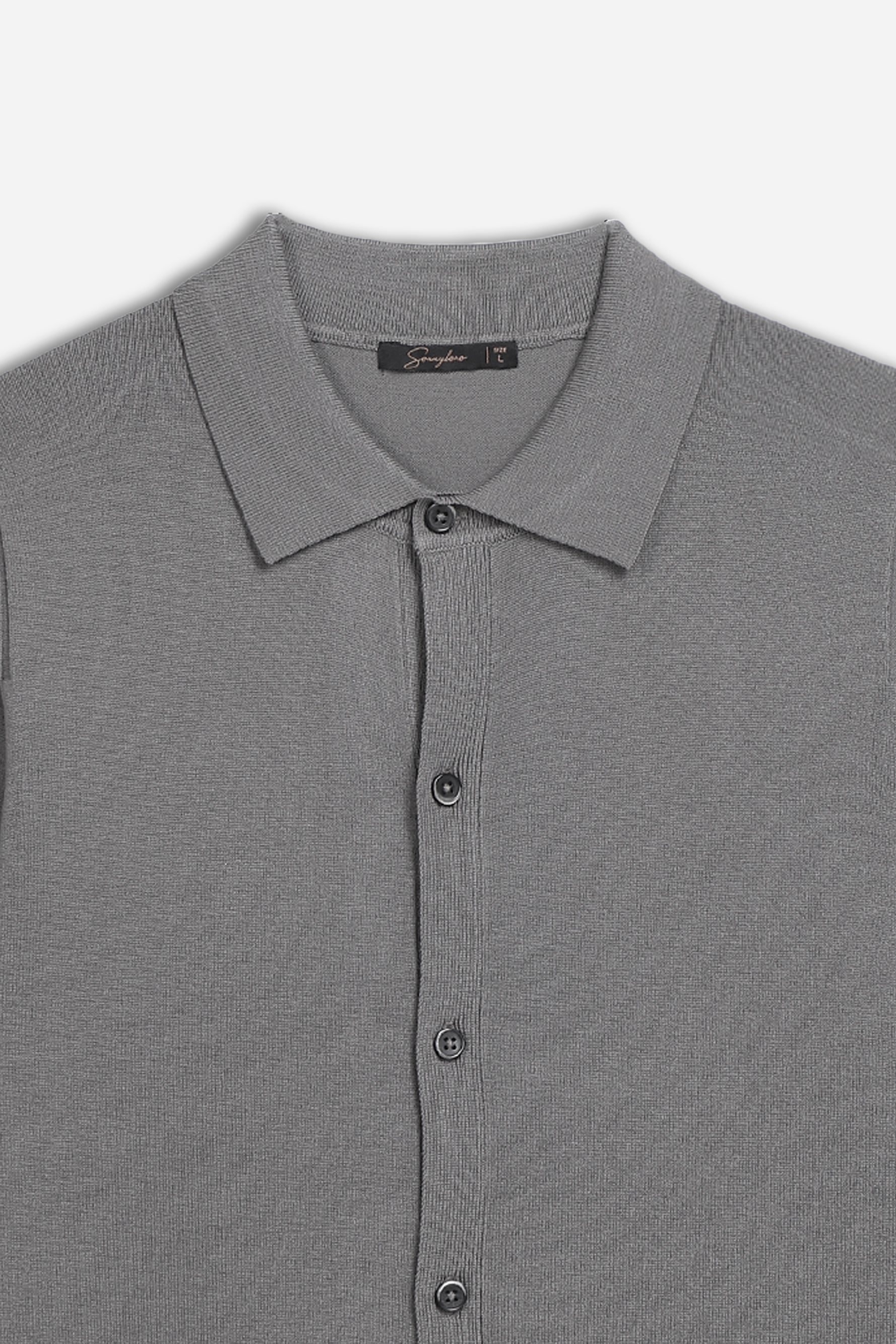 CARDIGAN CON COLLO POLO GRIGIO SCURO