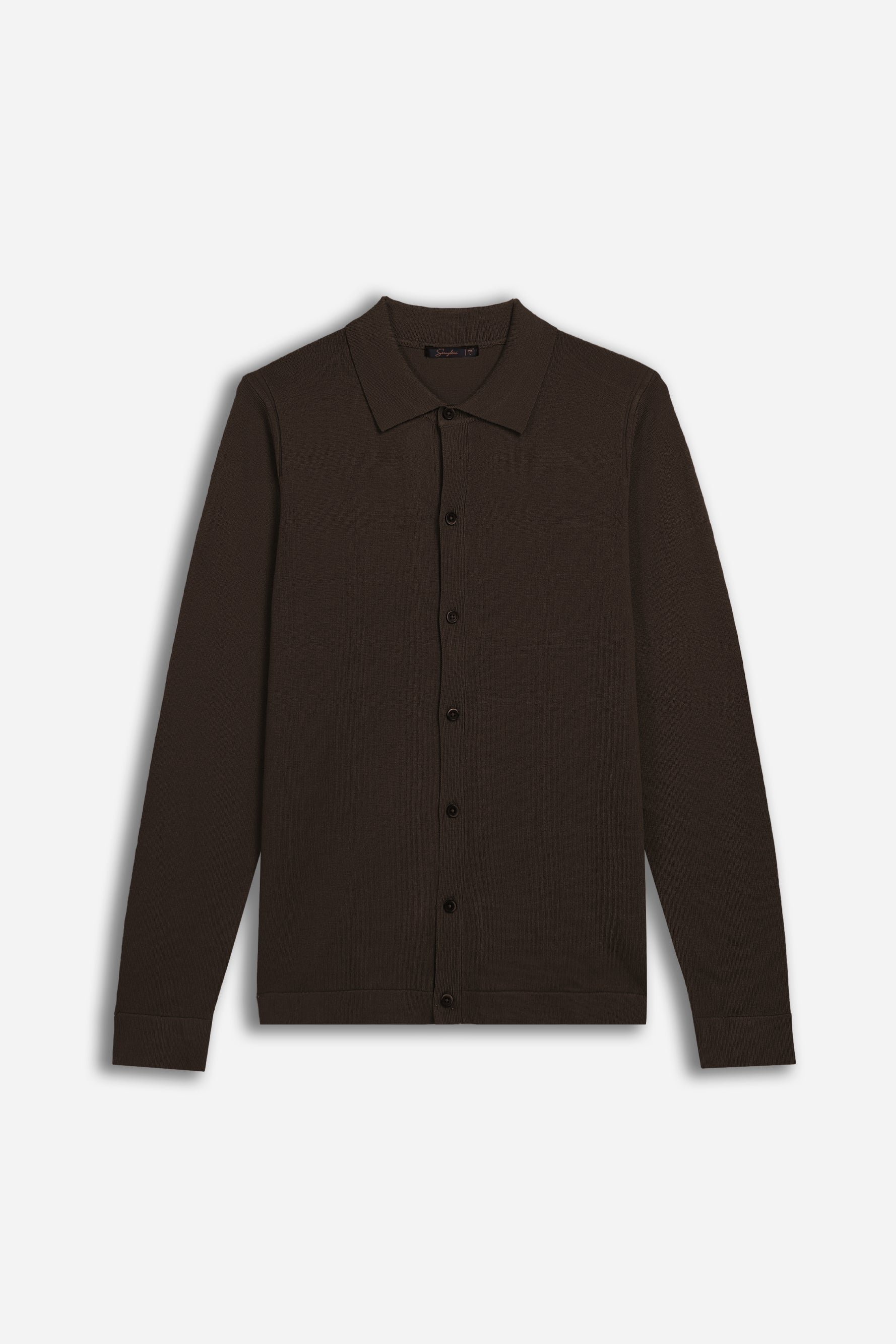 CARDIGAN CON COLLO POLO MORO